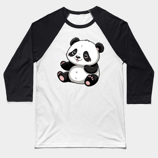 Kawaii Cute Panda Baseball T-Shirt by DecArt